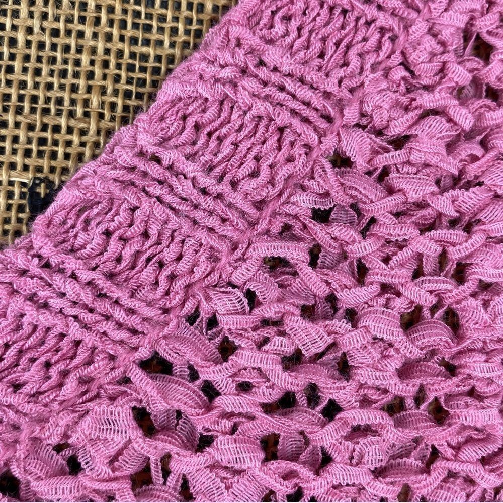Preswick & Moore Loose Weave V-neck Sweater‎ Rose Pink Small - Picture 6 of 13